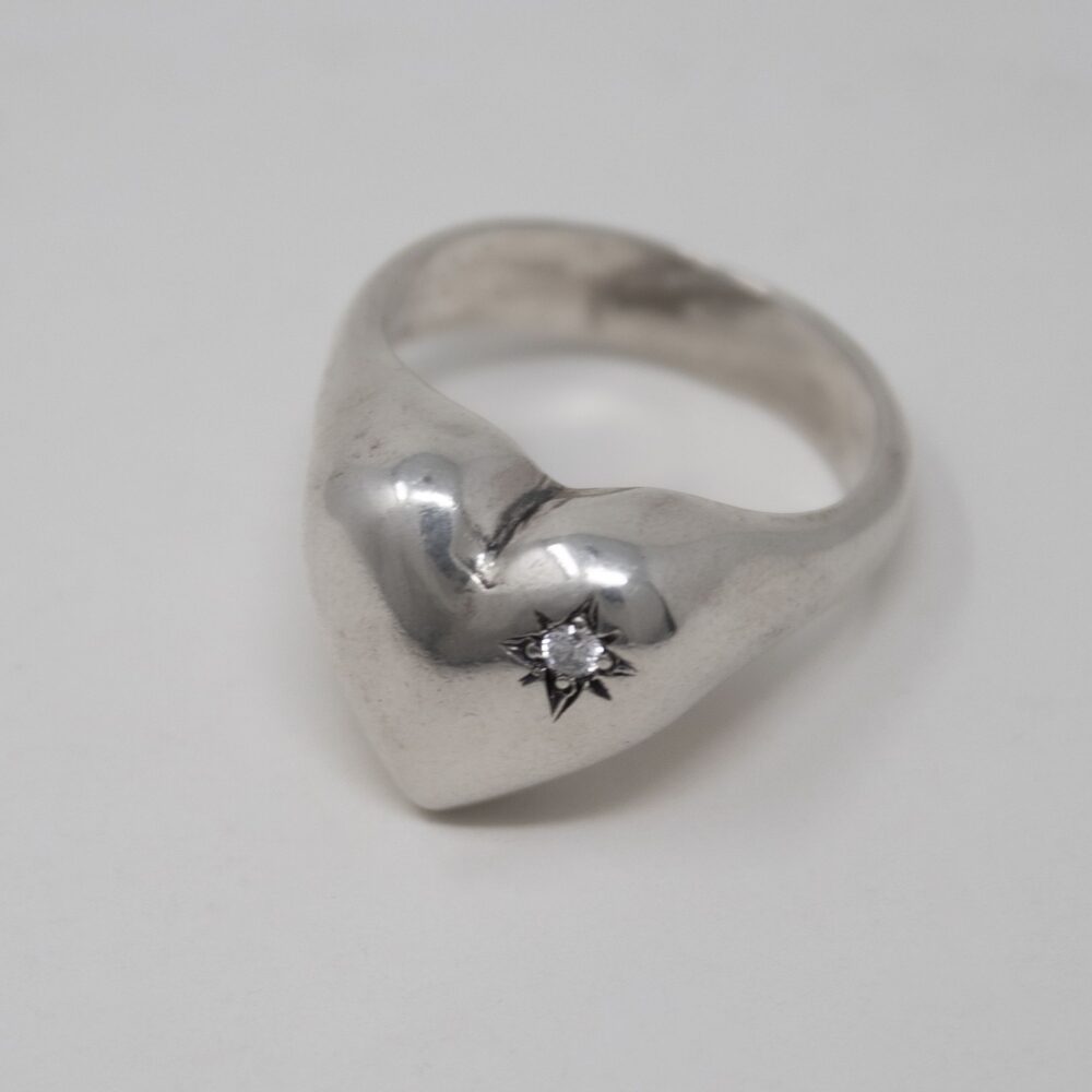 Anello Cuore Bombato con pietra